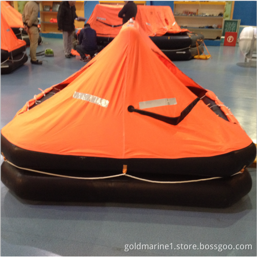 Davit launched inflatable life raft
